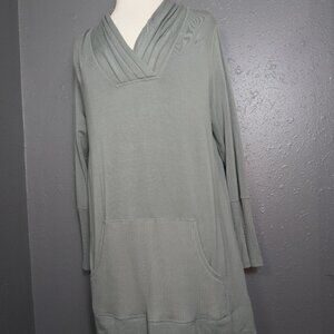 Soft Surroundings Womens Green Grey V Neck Pull Over Sweater Tunic Size Small